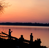 Fishing at sunset.